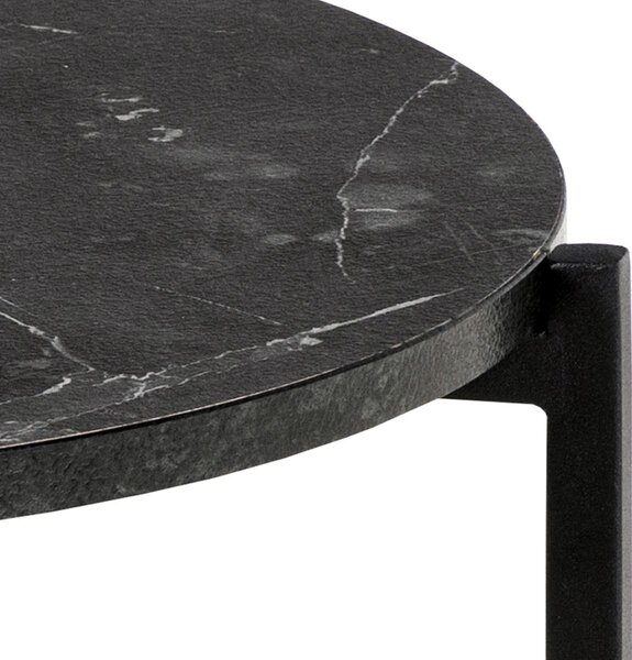 Actona Odkladací stolík Lamoine 40 cm čierny/čierny mramor