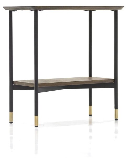 LivinHill Odkladací stolík Maze 60 cm z masívu hnedý/čierny
