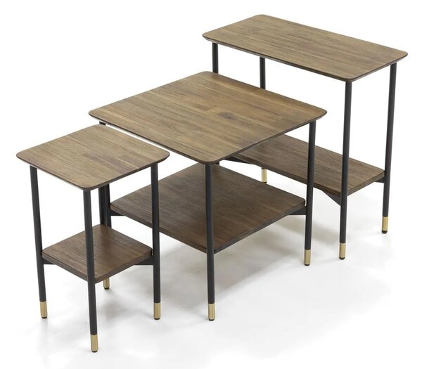 LivinHill Odkladací stolík Maze 60 cm z masívu hnedý/čierny