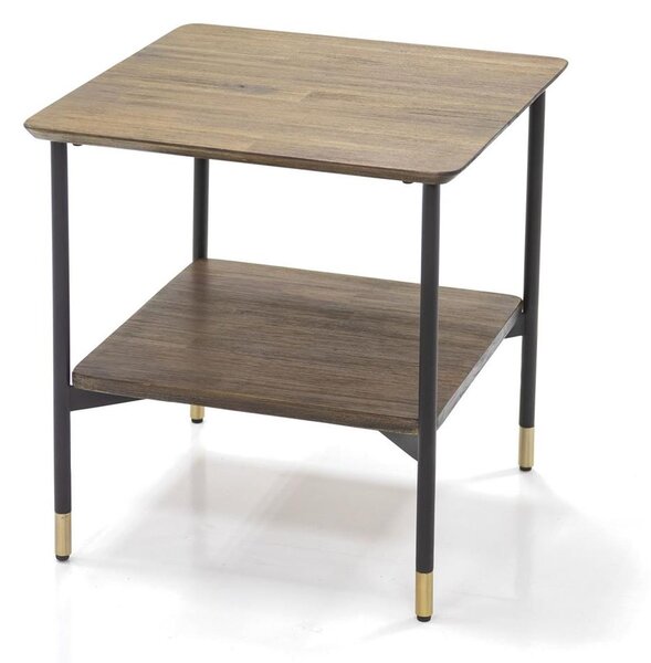 LivinHill Odkladací stolík Maze 50 cm z masívu hnedý/čierny
