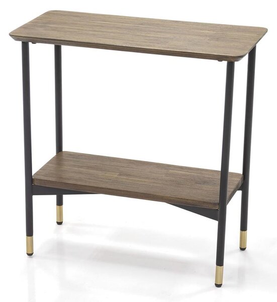 LivinHill Odkladací stolík Maze 60 cm z masívu hnedý/čierny