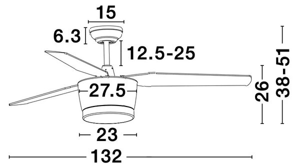 Stropný ventilátor Monsoon 13.2 biele s diaľkovým ovládaním – Biela