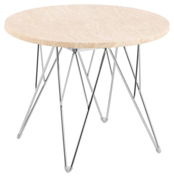 Actona Odkladací stolík Prunus 55 cm béžový mramor/chróm
