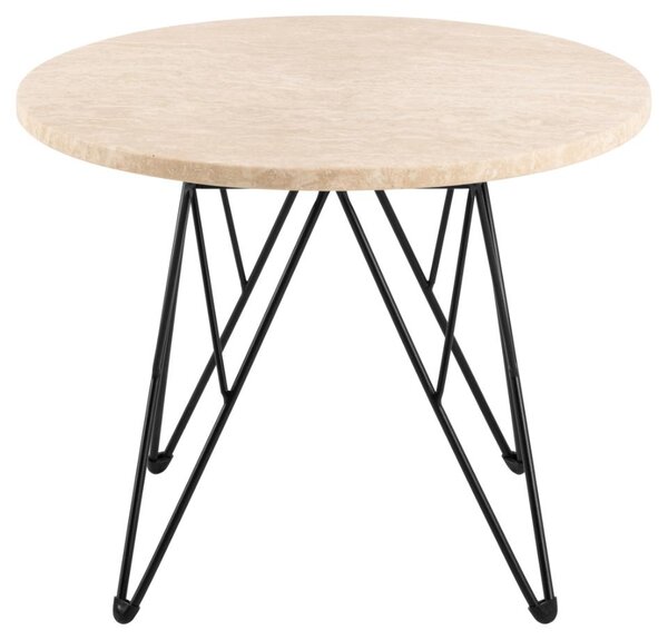 Actona Odkladací stolík Prunus 55 cm béžový mramor/čierny