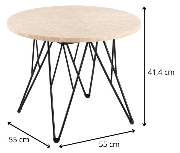 Actona Odkladací stolík Prunus 55 cm béžový mramor/čierny