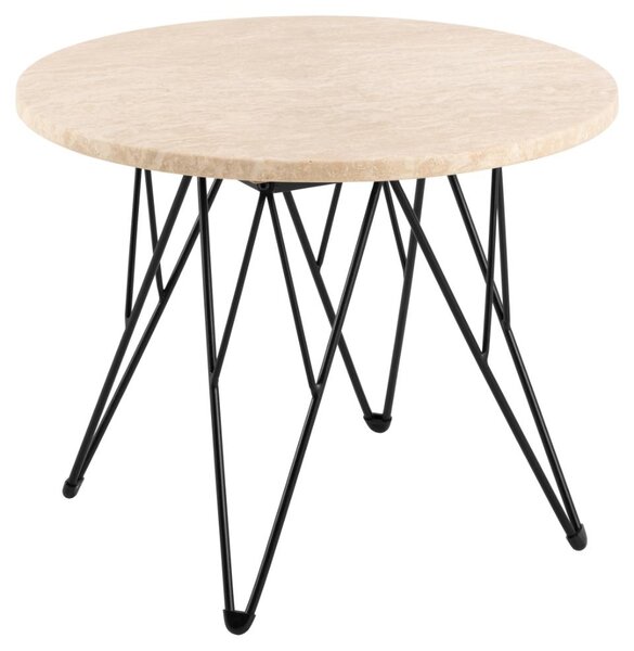 Actona Odkladací stolík Prunus 55 cm béžový mramor/čierny