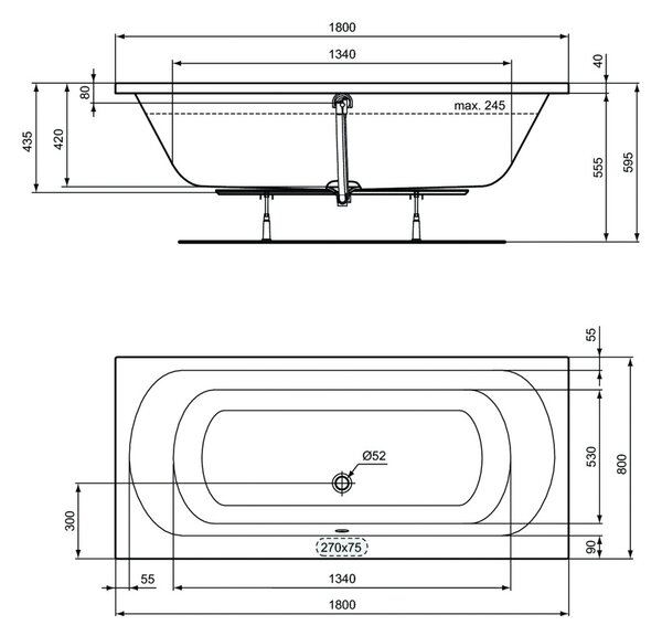 Vima 513 - Vaňa DUO 1800x800 mm, biela