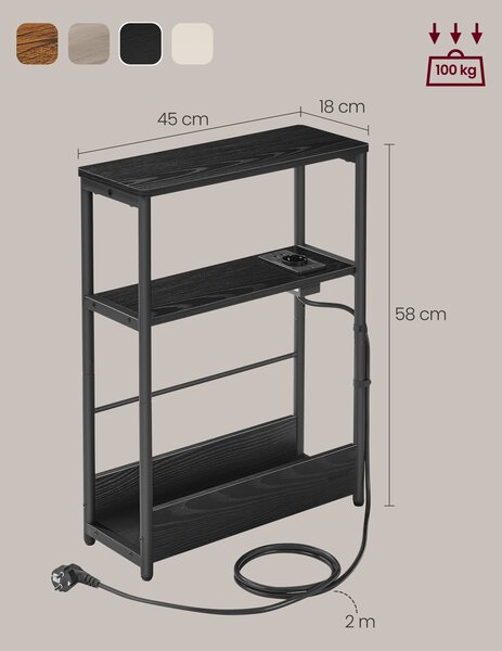 SONGMICS Odkladací stolík s USB Vasagle Blend čierny