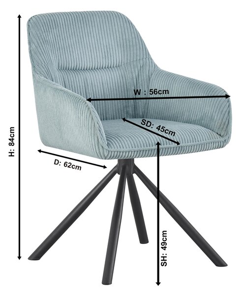 STOLIČKA S PODRÚČKAMI, železo, kord, čierna, svetlomodrá Carryhome - Stoličky, Online Only