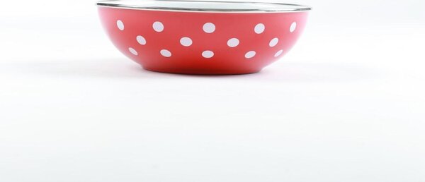 BELIS smaltovaná miska červená s bielymi bodkami, 18 cm