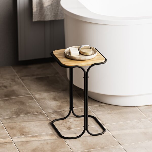 Kalune Design Odkladací stolík Shb-001-A z masívu čierny/dub prírodný