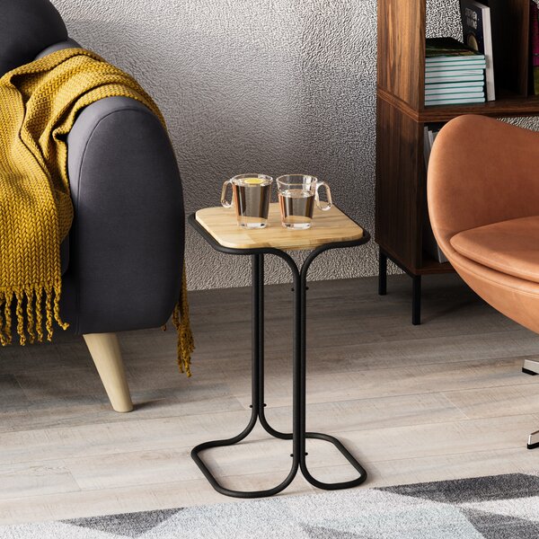 Kalune Design Odkladací stolík Shb-001-A z masívu čierny/dub prírodný