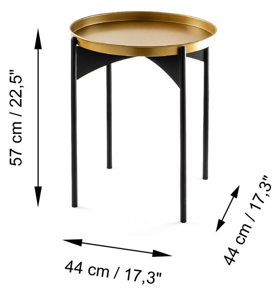 Kalune Design Odkladací stolík Shb-002-A čierny/zlatý