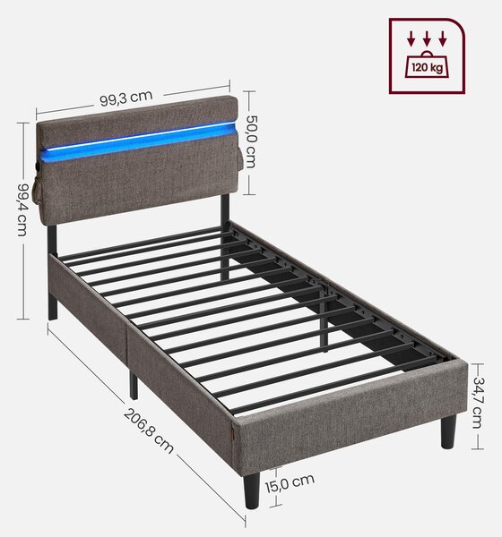 ČALÚNENÁ POSTEĽ, 90/200 cm tmavosivá Boxxx - Online Only spálne, Online Only