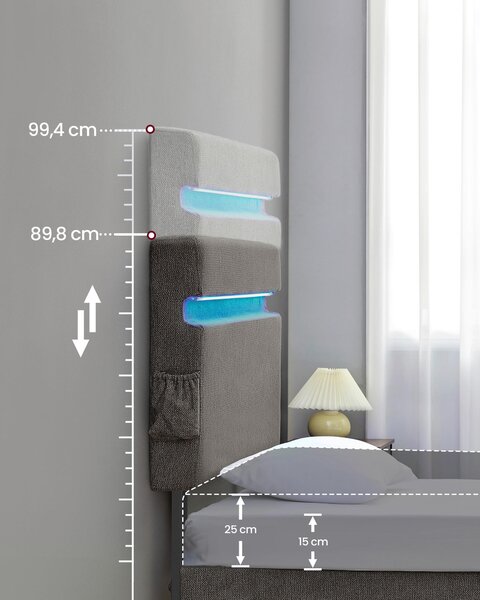 ČALÚNENÁ POSTEĽ, 90/200 cm tmavosivá Boxxx - Online Only spálne, Online Only