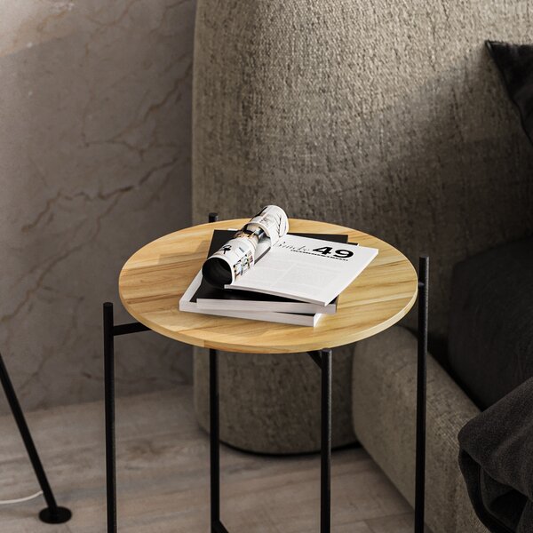 Kalune Design Odkladací stolík Shb-004 z masívu čierny/dub prírodný