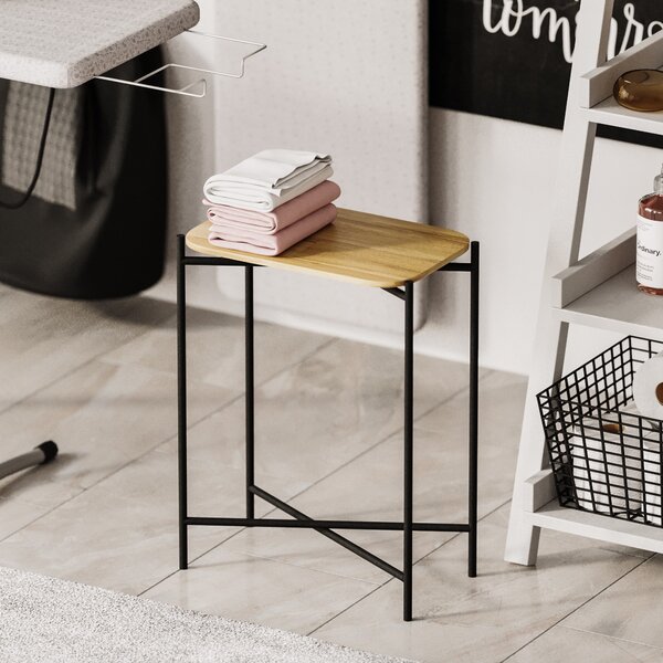 Kalune Design Odkladací stolík Shb-003 z masívu čierny/dub prírodný