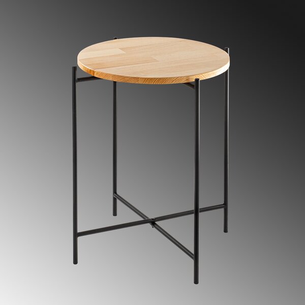 Kalune Design Odkladací stolík Shb-004 z masívu čierny/dub prírodný