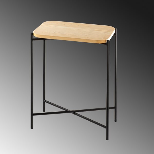 Kalune Design Odkladací stolík Shb-003 z masívu čierny/dub prírodný