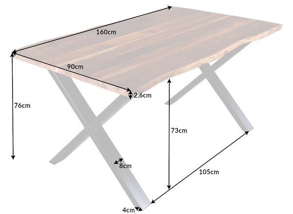 Dizajnový jedálenský stôl Massive X 160 cm akácia
