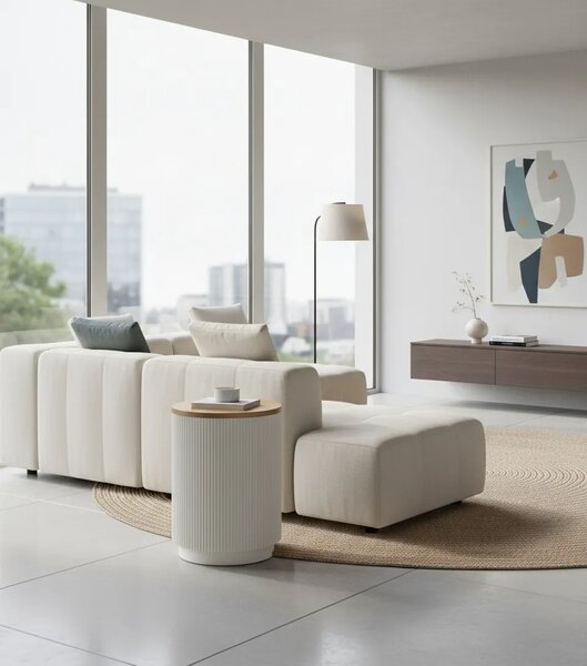 LivinHill Odkladací stolík Stilig ST581 40 cm z masívu ecru/brest