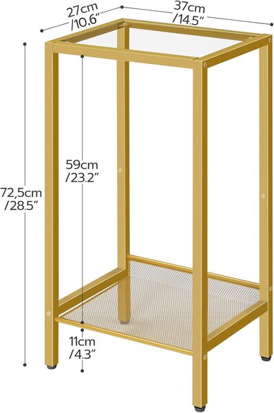 Odkladací stolík Vasagle Lamosa 37 cm číry/zlatý
