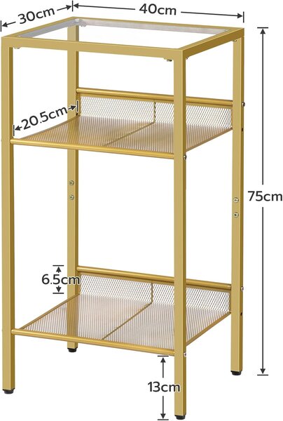 Odkladací stolík Vasagle Nortia 40 cm číry/zlatý