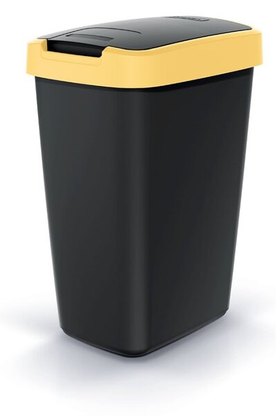 Prosperplast Odpadkový kôš COMPACTO FLAS s vekom čierny/žltý, variant 12 l