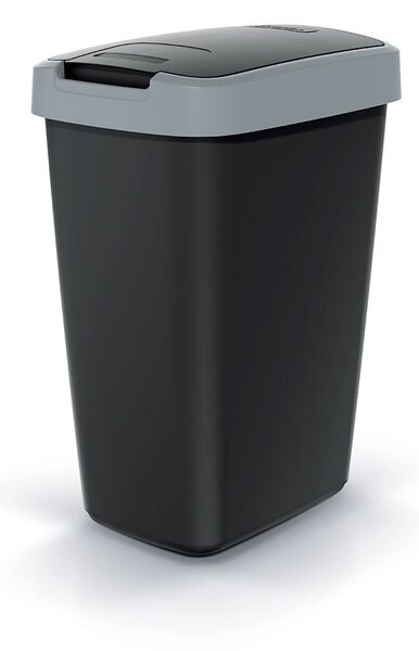 Prosperplast Odpadkový kôš COMPACTO FLAS s vekom čierny/svetlosivý, variant 12 l