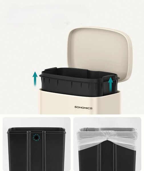 SONGMICS Odpadkový kôš Doro 30 L béžový