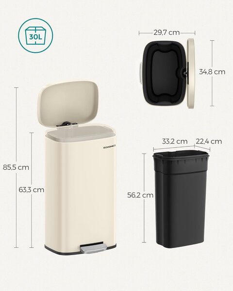 SONGMICS Odpadkový kôš Doro 30 L béžový