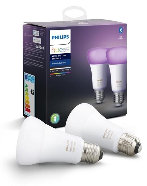 SADA 2x LED Stmievateľná žiarovka Philips Hue White And Color Ambiance E27/9W/230V