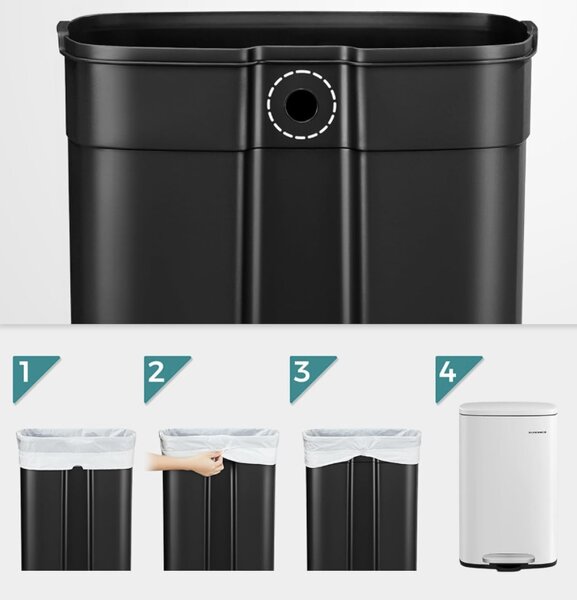 SONGMICS Odpadkový kôš Doro 50 l biely