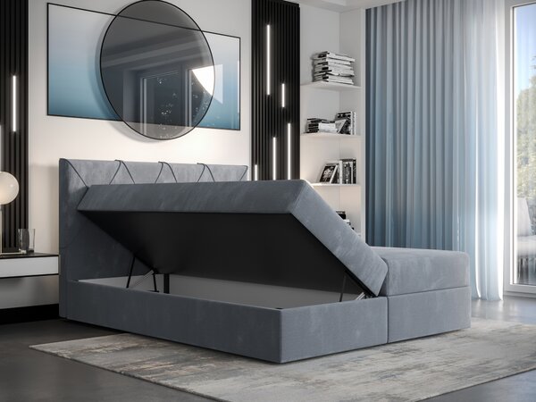 NovýNábytok.sk Manželská posteľ Boxspring 160 cm Athena (olivová) (s matracom a úložným priestorom). Akcia -20%. Vlastná spoľahlivá doprava až k Vám domov. 1046367