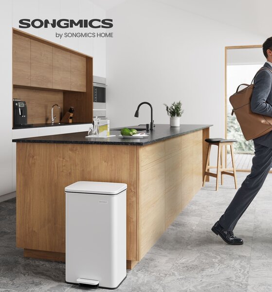 SONGMICS Odpadkový kôš s vekom Jespra 40 l biely