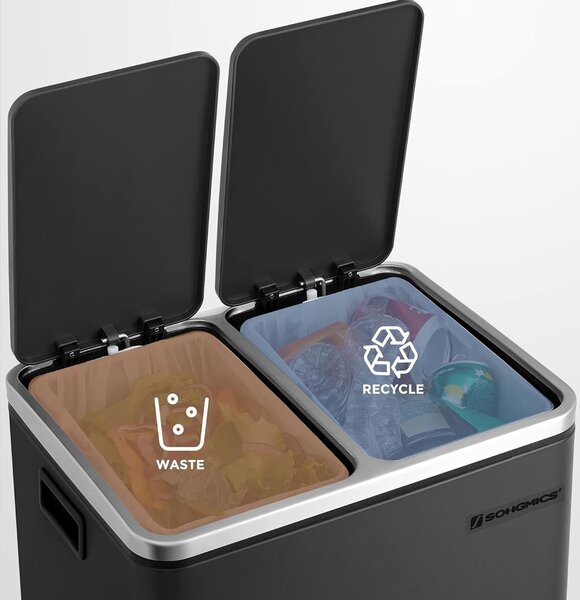 SONGMICS Odpadkový kôš Rubax 2x15 L čierny