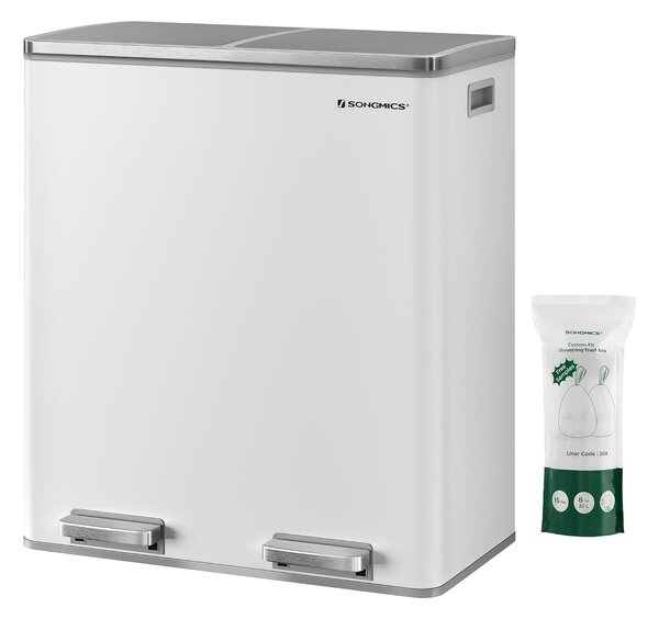 SONGMICS Odpadkový kôš s vekom JORDAN 2x30 l biely