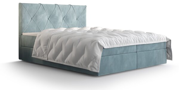 Manželská posteľ Boxspring 140 cm Athena (sivomodrá) (s matracom a úložným priestorom). Vlastná spoľahlivá doprava až k Vám domov. 1046356