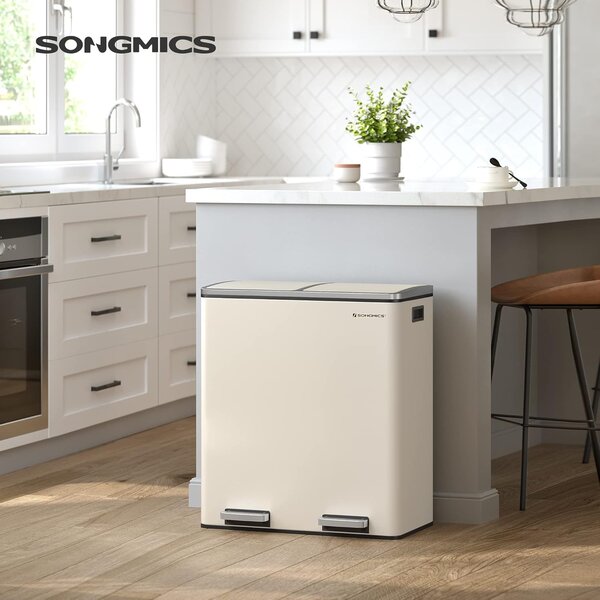 SONGMICS Odpadkový kôš s vekom JORDAN 2x30 l krémový