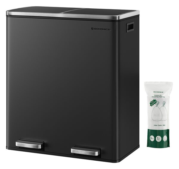 SONGMICS Odpadkový kôš s vekom JORDAN 2x30 L čierny