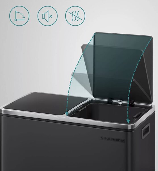 SONGMICS Odpadkový kôš s vekom JORDAN 2x30 L čierny