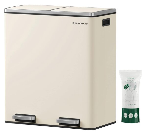 SONGMICS Odpadkový kôš s vekom JORDAN 2x30 l krémový
