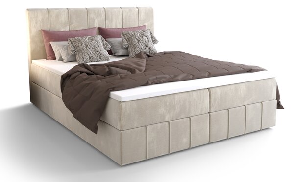 Manželská posteľ Boxspring 140 cm Barack (béžová) (s matracom a úložným priestorom). Vlastná spoľahlivá doprava až k Vám domov. 1046385