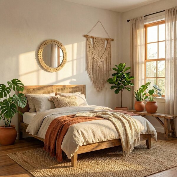 Tutumi Okrúhle nástenné zrkadlo BOHO 36 cm prírodné