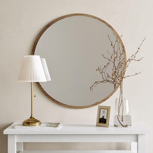 Hanah Home Okrúhle nástenné zrkadlo Ayna 60 cm orech