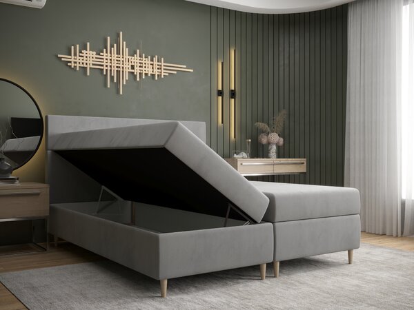 NovýNábytok.sk Manželská posteľ Boxspring 180 cm Flu (svetlobéžová) (s matracom a úložným priestorom). Akcia -20%. Vlastná spoľahlivá doprava až k Vám domov. 1046557