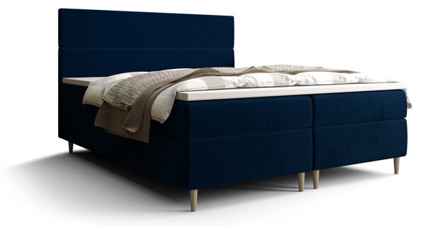 NovýNábytok.sk Manželská posteľ Boxspring 180 cm Flu (tmavomodrá) (s matracom a úložným priestorom). Akcia -20%. Vlastná spoľahlivá doprava až k Vám domov. 1046554