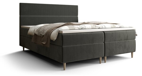 Manželská posteľ Boxspring 160 cm Flu (tmavosivá) (s matracom a úložným priestorom). Vlastná spoľahlivá doprava až k Vám domov. 1046546
