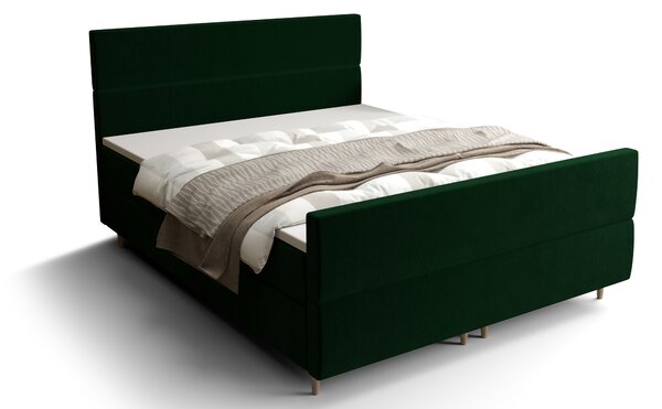 Manželská posteľ Boxspring 140 cm Flu plus (tmavozelená) (s matracom a úložným priestorom). Vlastná spoľahlivá doprava až k Vám domov. 1046565