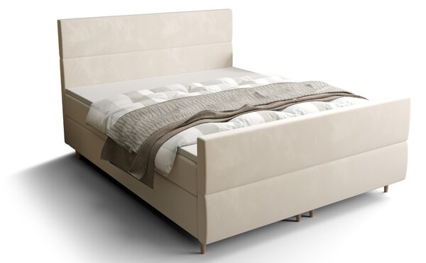 Manželská posteľ Boxspring 160 cm Flu plus (svetlobéžová) (s matracom a úložným priestorom). Vlastná spoľahlivá doprava až k Vám domov. 1046581